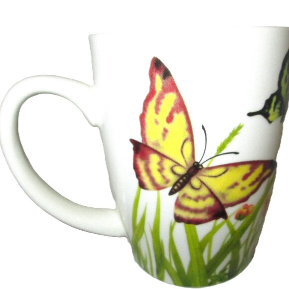 Teaopia Tea/Coffee mug with Tea Infuser, Yellow & Purple butterfies - Picture 3 of 8